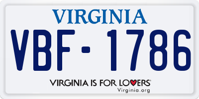 VA license plate VBF1786