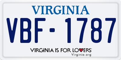 VA license plate VBF1787