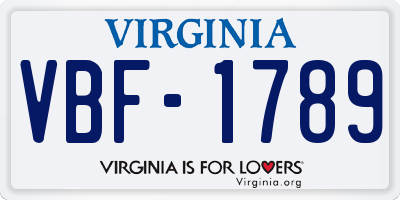 VA license plate VBF1789