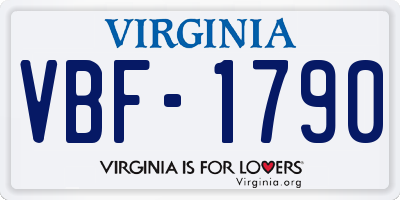 VA license plate VBF1790
