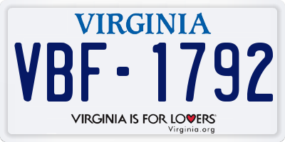 VA license plate VBF1792