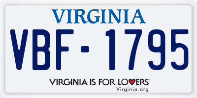 VA license plate VBF1795