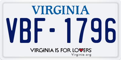 VA license plate VBF1796