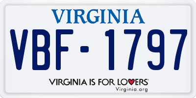 VA license plate VBF1797