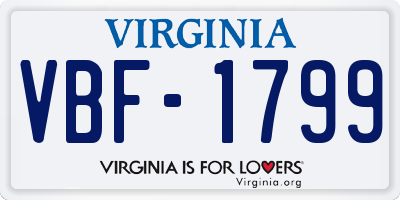 VA license plate VBF1799