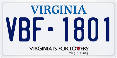 VA license plate VBF1801