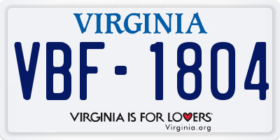 VA license plate VBF1804