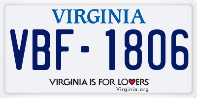 VA license plate VBF1806