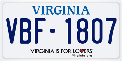 VA license plate VBF1807