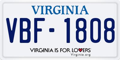 VA license plate VBF1808