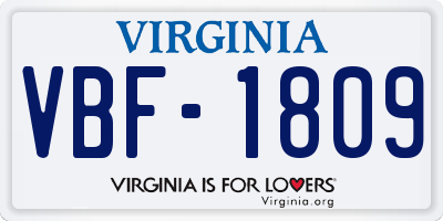 VA license plate VBF1809