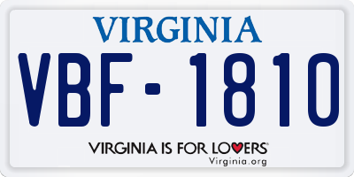 VA license plate VBF1810