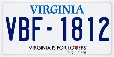 VA license plate VBF1812