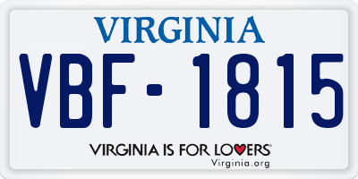 VA license plate VBF1815