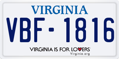 VA license plate VBF1816