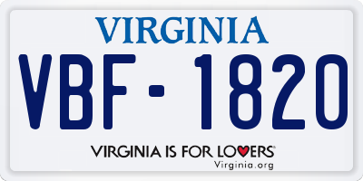 VA license plate VBF1820