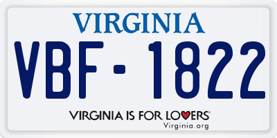 VA license plate VBF1822