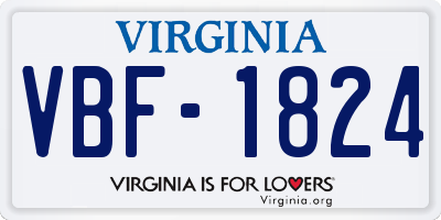 VA license plate VBF1824