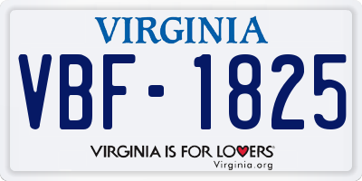 VA license plate VBF1825