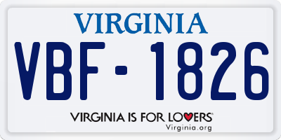 VA license plate VBF1826