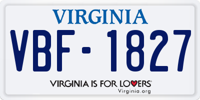 VA license plate VBF1827