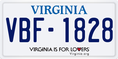 VA license plate VBF1828