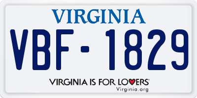 VA license plate VBF1829