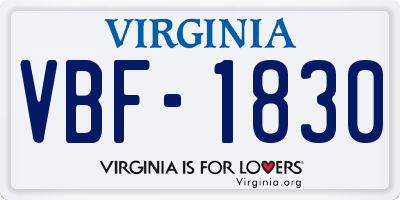 VA license plate VBF1830