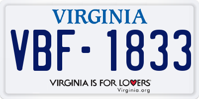 VA license plate VBF1833