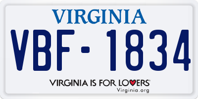 VA license plate VBF1834