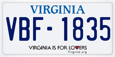VA license plate VBF1835