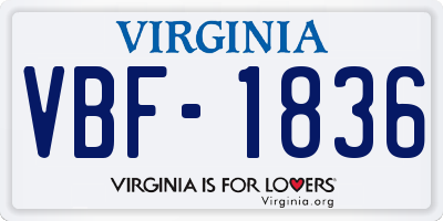VA license plate VBF1836
