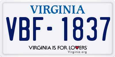 VA license plate VBF1837
