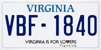 VA license plate VBF1840