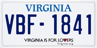 VA license plate VBF1841