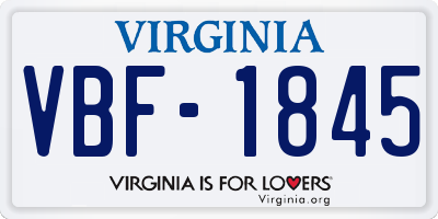 VA license plate VBF1845