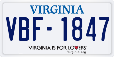 VA license plate VBF1847