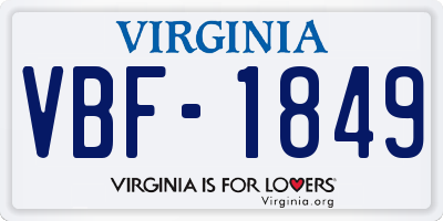 VA license plate VBF1849
