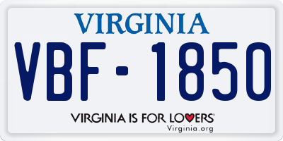 VA license plate VBF1850