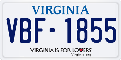 VA license plate VBF1855
