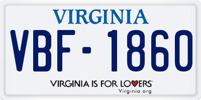 VA license plate VBF1860