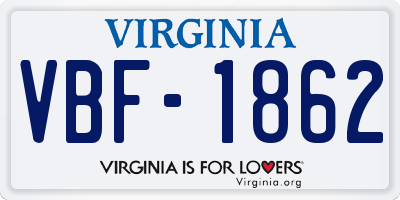 VA license plate VBF1862