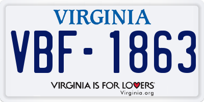 VA license plate VBF1863