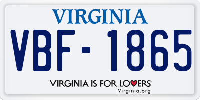 VA license plate VBF1865