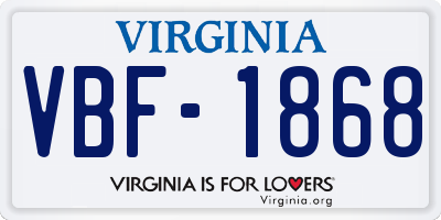 VA license plate VBF1868
