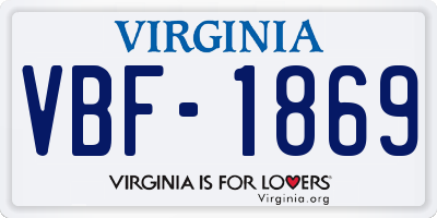 VA license plate VBF1869