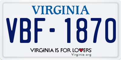 VA license plate VBF1870