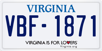 VA license plate VBF1871