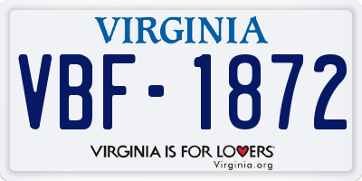 VA license plate VBF1872