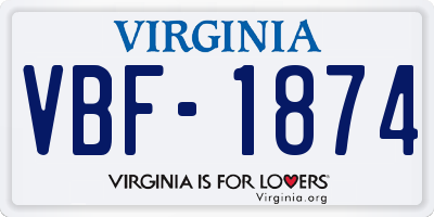 VA license plate VBF1874